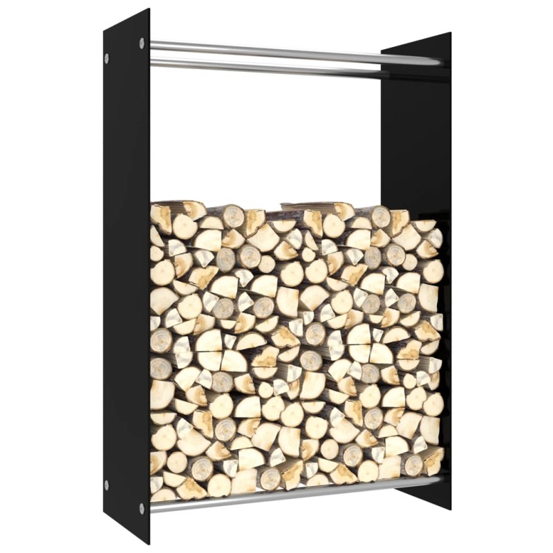 Suporte para lenha 80x35x120 cm vidro preto-Prateleiras para lenha e madeira-Home Retail