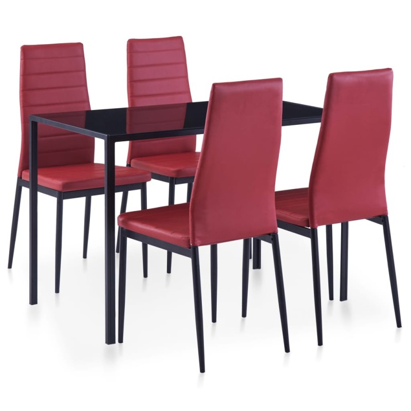 Conjunto de jantar 5 pcs vermelho tinto-Conjuntos de móveis para cozinha e sala de jantar-Home Retail