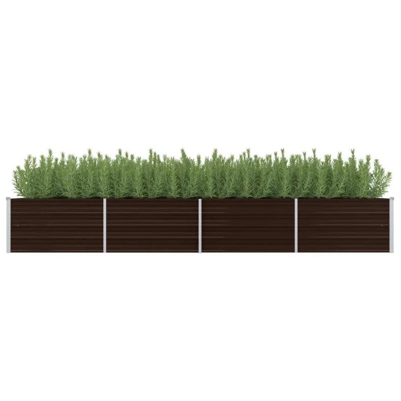 Canteiro elevado de jardim aço galvanizado 320x80x45cm castanho-Vasos e floreiras-Home Retail