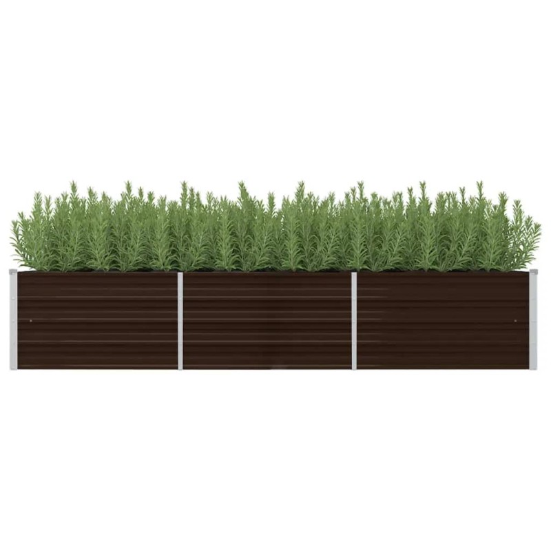 Canteiro elevado de jardim aço galvanizado 240x80x45cm castanho-Vasos e floreiras-Home Retail