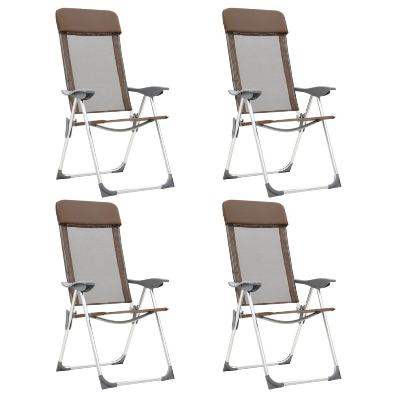 Cadeiras de campismo dobráveis 4 pcs alumínio castanho-Mobiliário para campismo-Home Retail