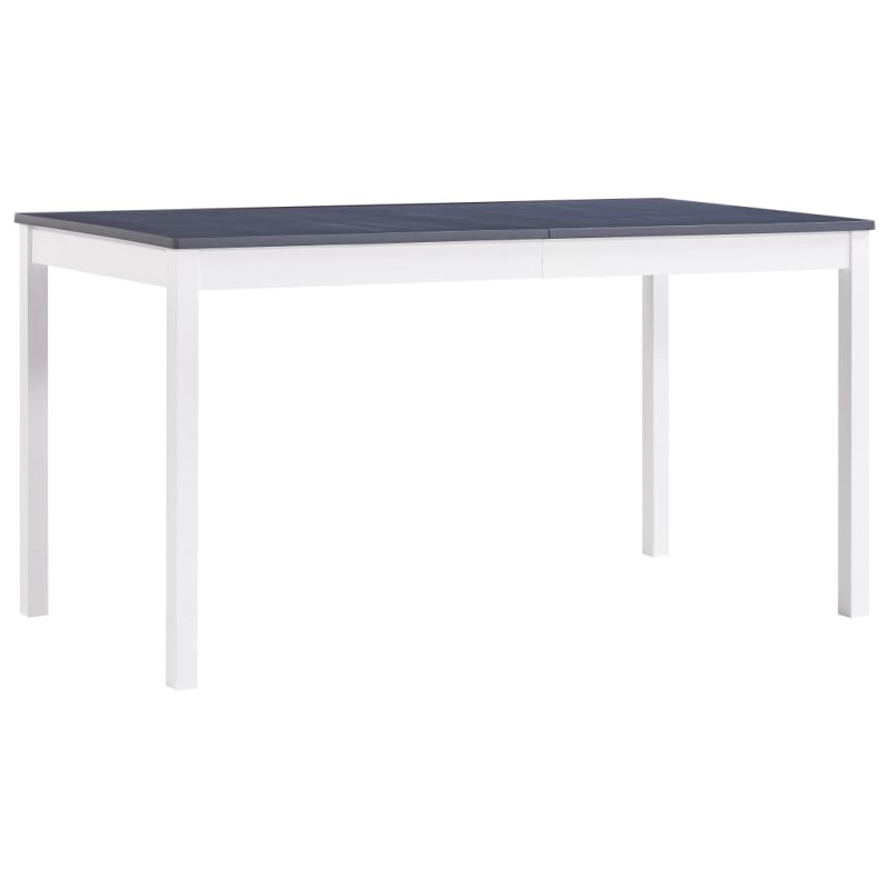 Mesa de jantar 140x70x73 cm madeira de pinho branco e cinzento-Mesas de cozinha e de sala de jantar-Home Retail