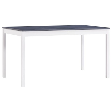 Mesa de jantar 140x70x73 cm madeira de pinho branco e cinzento