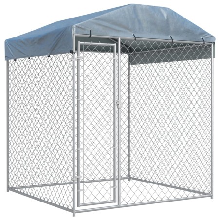 Canil de exterior com toldo 193x193x225 cm