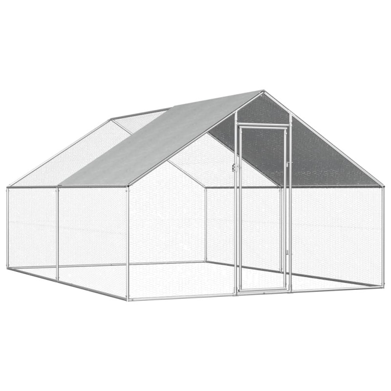 Galinheiro exterior em aço galvanizado 2,75x4x1,92 m-Casotas e gaiolas para animais pequenos-Home Retail