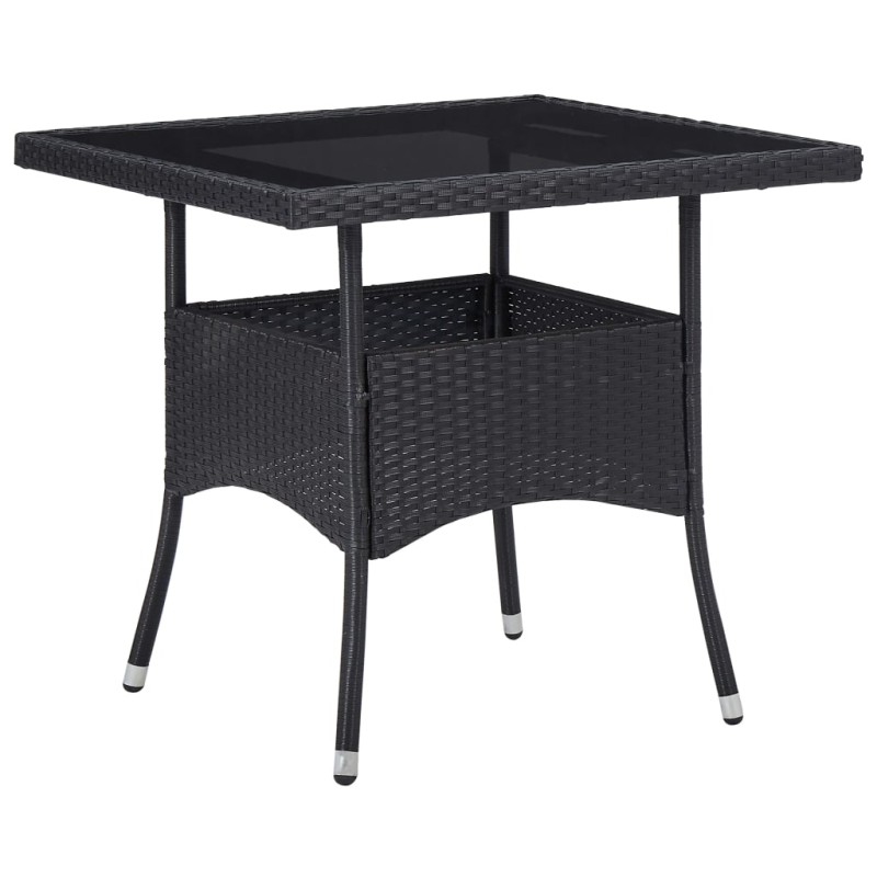 Mesa de jantar para exterior vime PE e vidro preto-Mesas de jardim-Home Retail