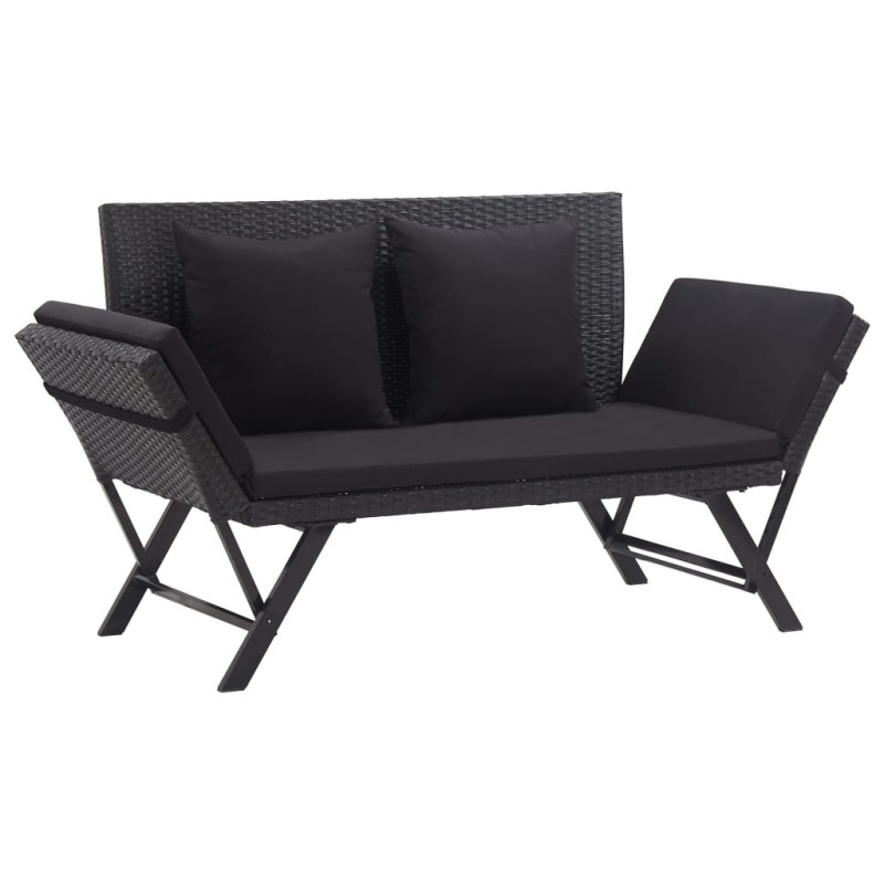 Banco de jardim c/ almofadões 176 cm vime PE preto-Bancos de jardim-Home Retail