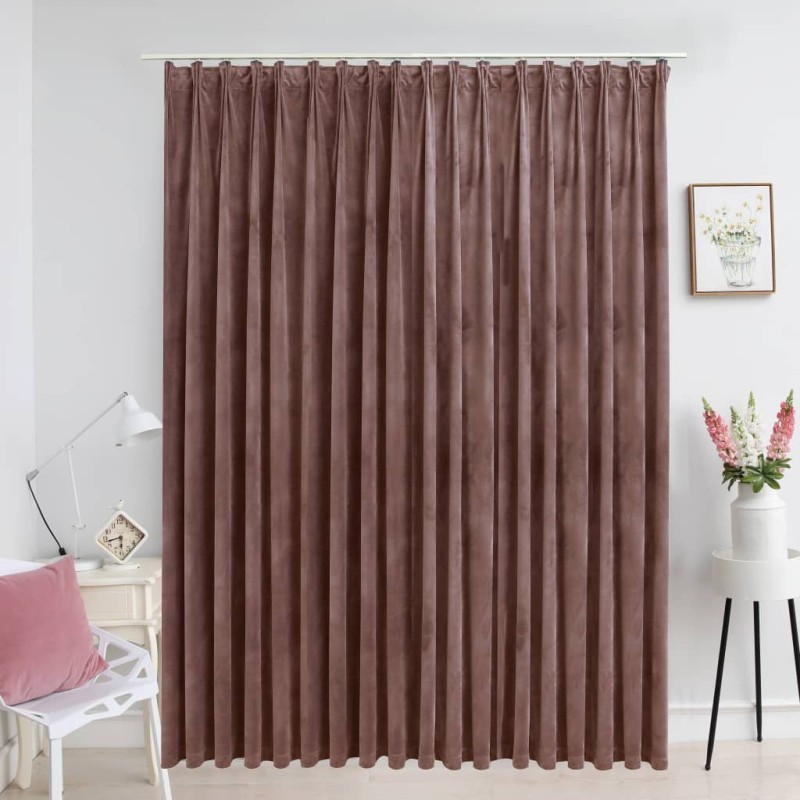 Cortina blackout com ganchos 290x245 cm veludo rosa antigo-Persianas e cortinas-Home Retail