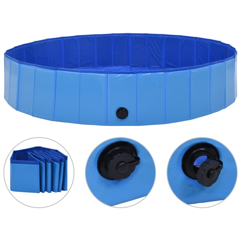 Piscina para cães dobrável 160x30 cm PVC azul-Produtos para cães-Home Retail