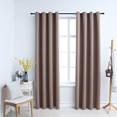 Cortinas opacas c/ argolas 2 pcs 140x175cm cinzento-acastanhado