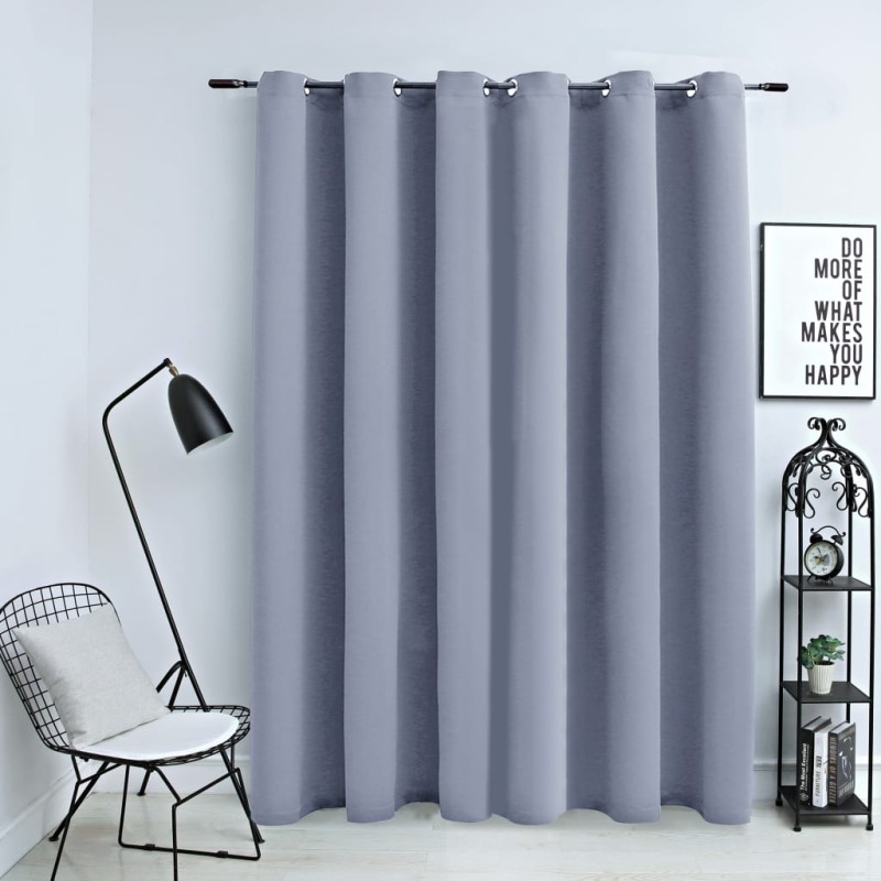 Cortina blackout c/ argolas em metal 290x245cm cinzento-Persianas e cortinas-Home Retail