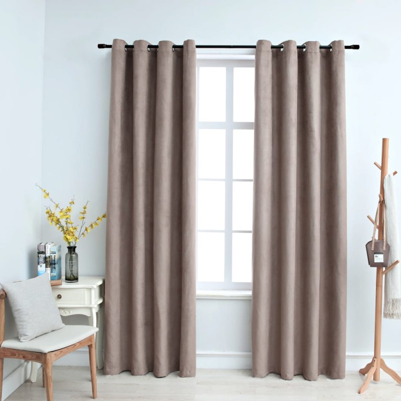 Cortinas opacas c/ argolas 2 pcs 140x175cm cinzento-acastanhado-Persianas e cortinas-Home Retail