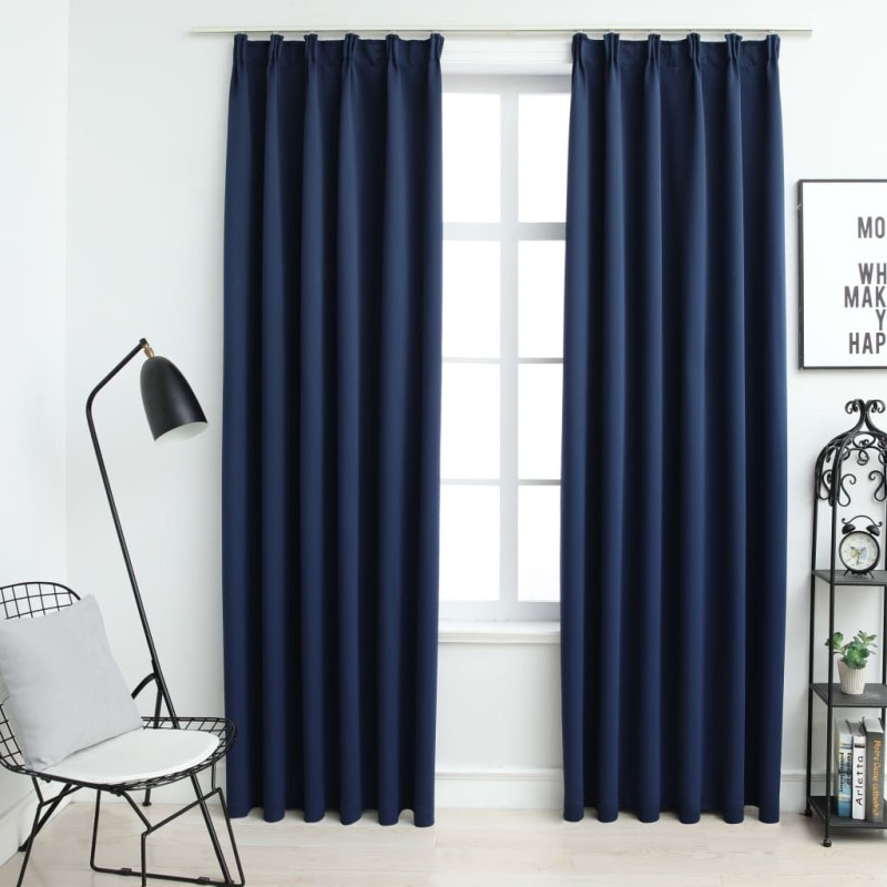 Cortinas blackout com ganchos 2 pcs 140x225 cm azul-Persianas e cortinas-Home Retail