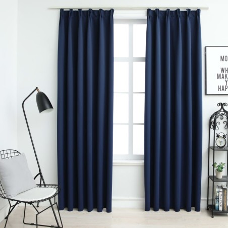 Cortinas blackout com ganchos 2 pcs 140x225 cm azul