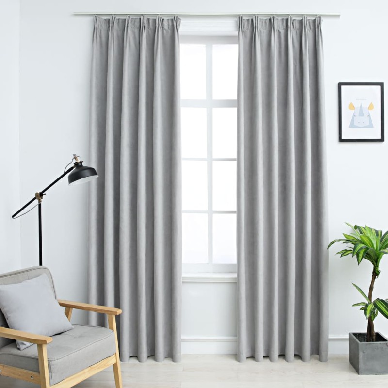 Cortinas blackout com ganchos 2 pcs 140x245 cm cinzento-Persianas e cortinas-Home Retail