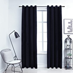 Cortinas blackout com argolas 2 pcs 140x175 cm veludo preto