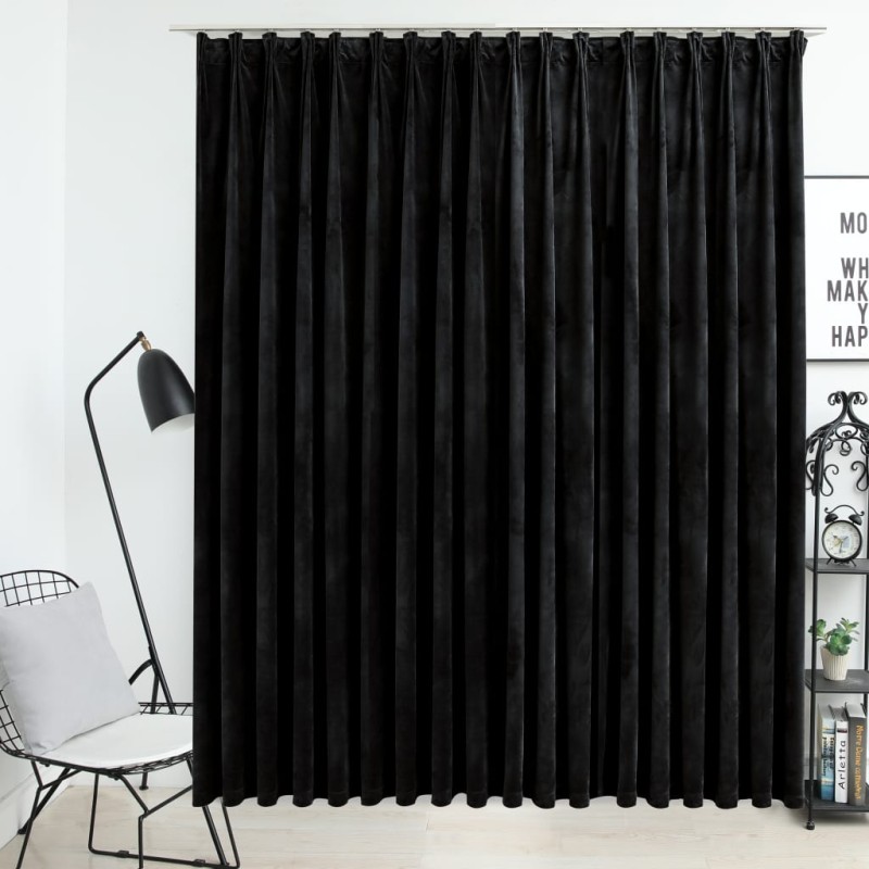 Cortina blackout com ganchos 290x245 cm veludo preto-Persianas e cortinas-Home Retail