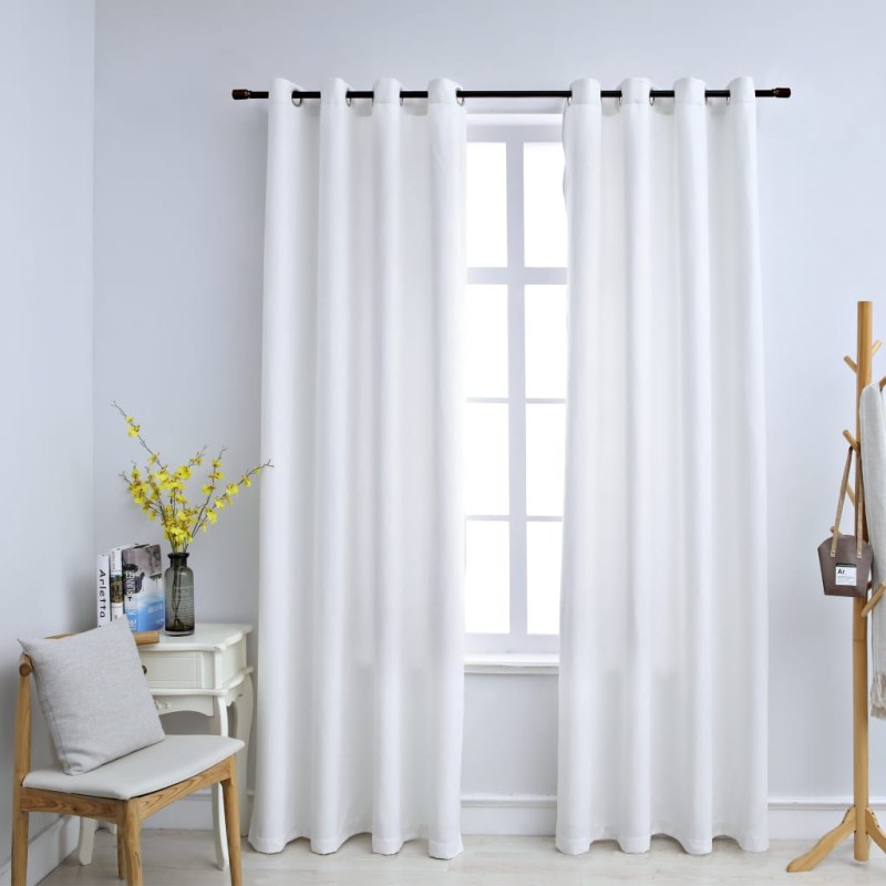 Cortinas blackout c/ argolas metal 2 pcs 140x225 cm branco sujo-Persianas e cortinas-Home Retail