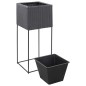 Vasos para jardim elevados 3 pcs vime PE preto