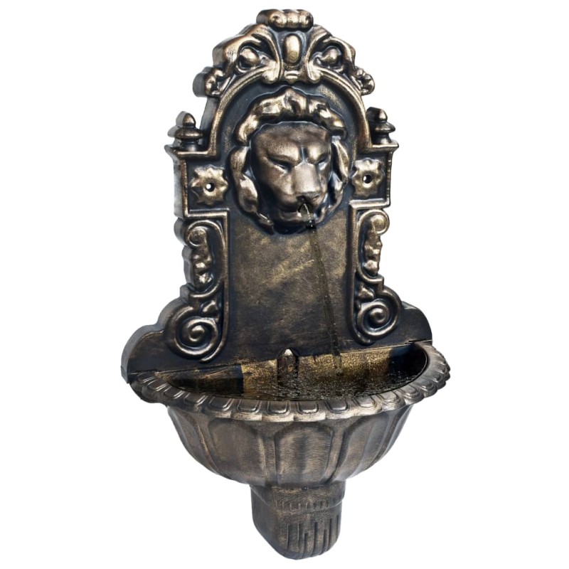 Fonte de parede com design cabeça de leão cor bronze-Fontes artificiais-Home Retail