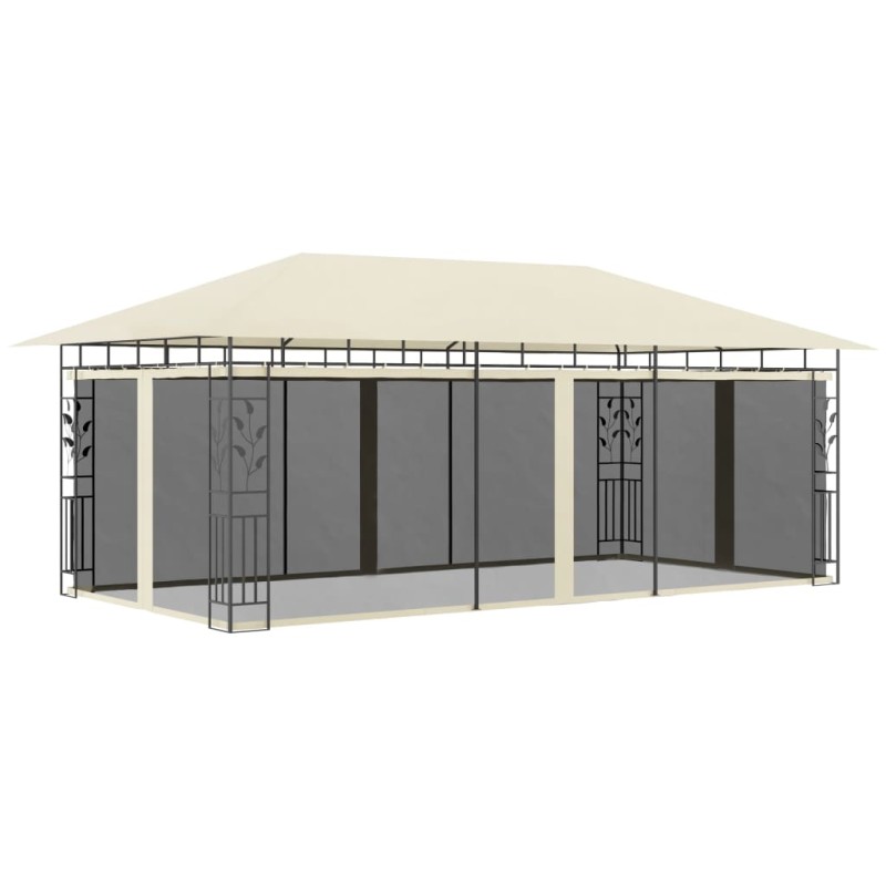 Gazebo com rede mosquiteira 6x3x2,73 m creme-Toldos e gazebos-Home Retail