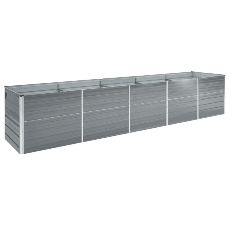 Canteiro elevado de jardim 400x80x77cm aço galvanizado cinzento-Vasos e floreiras-Home Retail