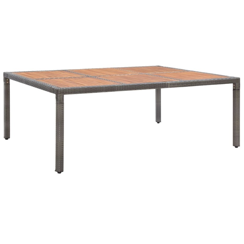 Mesa de jardim 200x150x74 cm vime PE e madeira acácia cinzento-Mesas de jardim-Home Retail