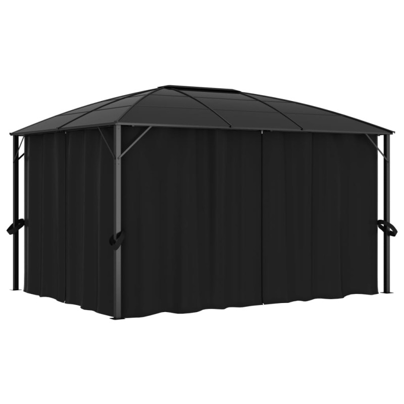 Gazebo com cortinas 400x300x265 cm antracite-Toldos e gazebos-Home Retail