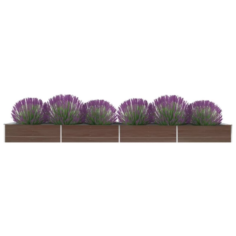 Canteiro elevado de jardim aço galvanizado 600x80x45cm castanho-Vasos e floreiras-Home Retail