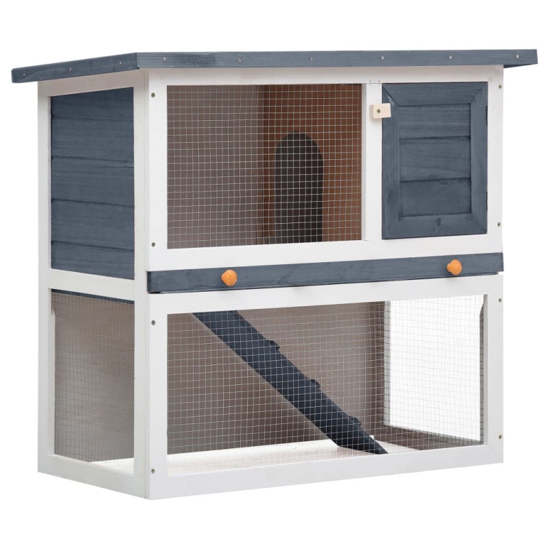 Coelheira de exterior 1 porta madeira cinzento-Casotas e gaiolas para animais pequenos-Home Retail