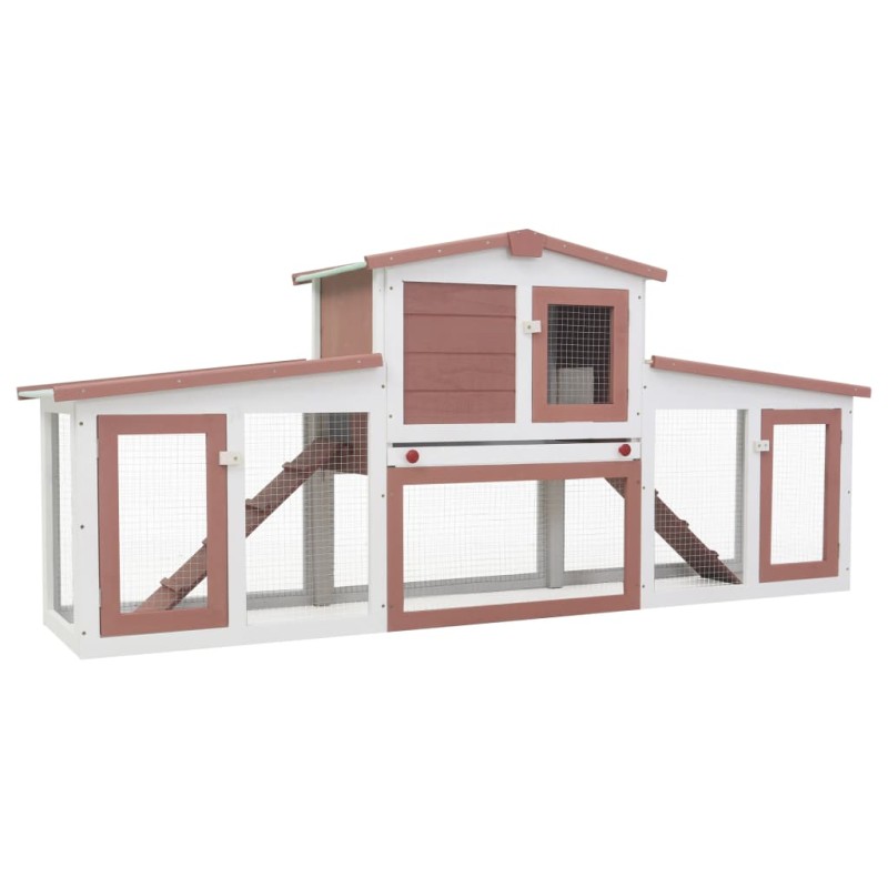 Coelheira exterior grande 204x45x85cm madeira castanho e branco-Casotas e gaiolas para animais pequenos-Home Retail