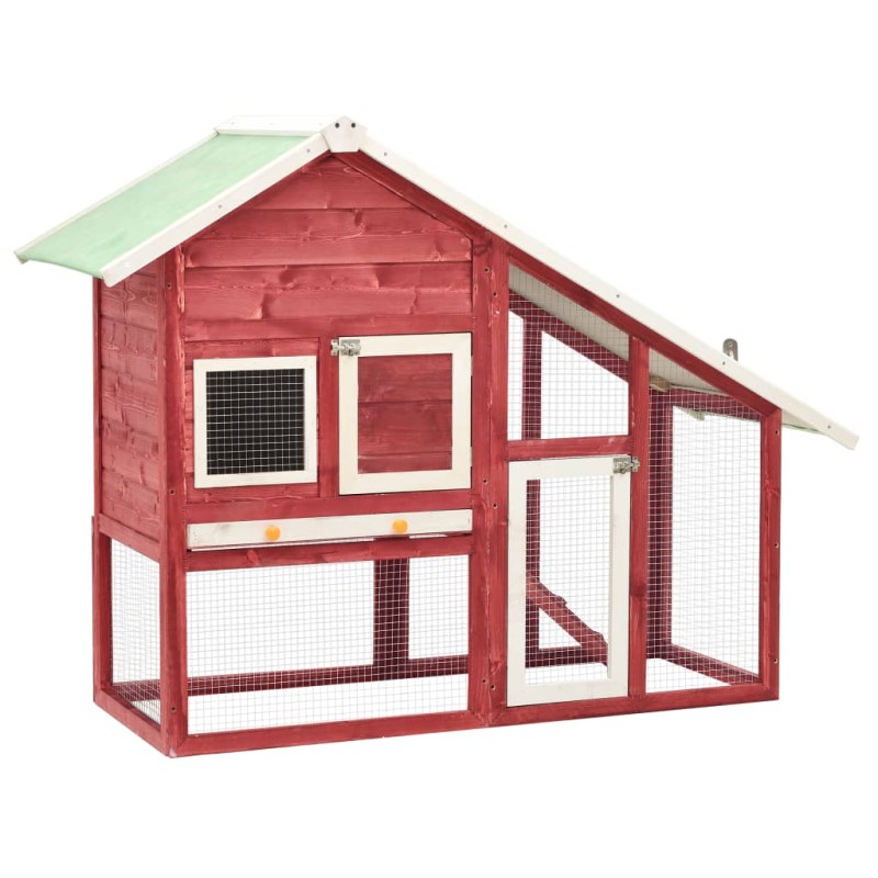 Coelheira 140x63x120 cm madeira abeto maciça vermelho e branco-Casotas e gaiolas para animais pequenos-Home Retail