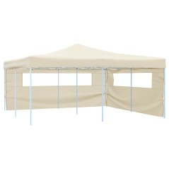 Tenda dobrável com 2 paredes laterais 5x5 m creme