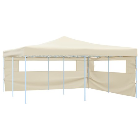 Tenda dobrável com 2 paredes laterais 5x5 m creme