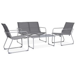 4 pcs conjunto lounge para jardim tecido e aço cinzento