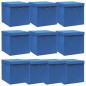 Caixas de arrumação com tampas 10 pcs 32x32x32 cm tecido azul