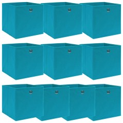 Caixas de arrumação 10 pcs 32x32x32 cm tecido azul-bebé