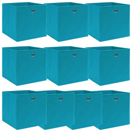 Caixas de arrumação 10 pcs 32x32x32 cm tecido azul-bebé