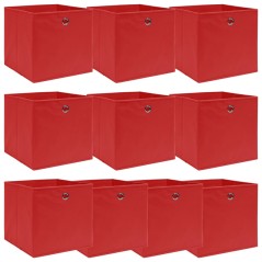 Caixas de arrumação 10 pcs 32x32x32 cm tecido vermelho