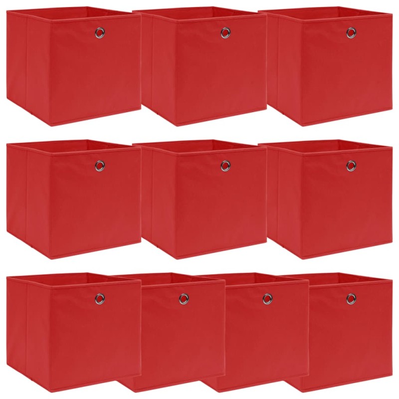 Caixas de arrumação 10 pcs 32x32x32 cm tecido vermelho-Cestos para complementos-Home Retail