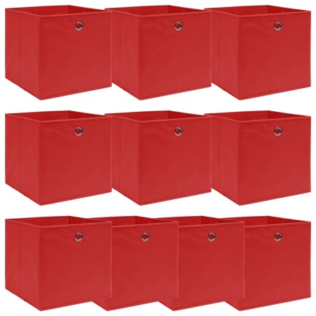 Caixas de arrumação 10 pcs 32x32x32 cm tecido vermelho