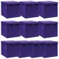 Caixas de arrumação com tampas 10 pcs 32x32x32 cm tecido roxo