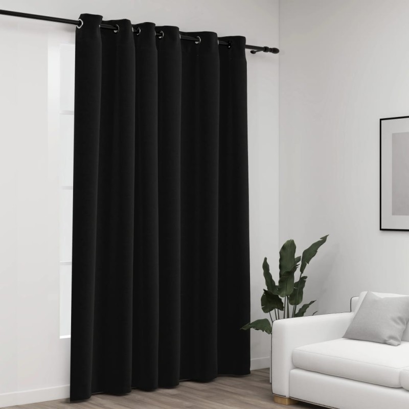 Cortina opaca aspeto de linho com ilhós 290x245 cm antracite-Persianas e cortinas-Home Retail