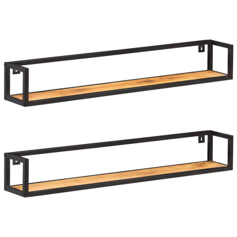 Prateleiras parede 2 pcs 120 cm madeira de acácia maciça-Prateleiras-Home Retail