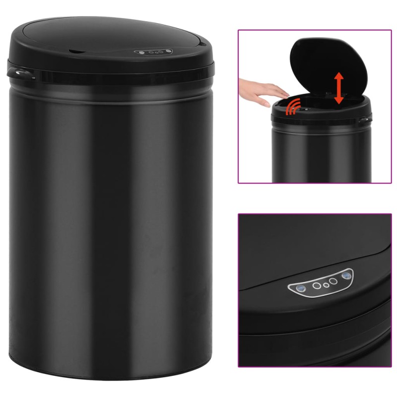 Caixote do lixo com sensor automático 30 L aço carbono preto-Caixotes para lixo e cestos para papéis-Home Retail