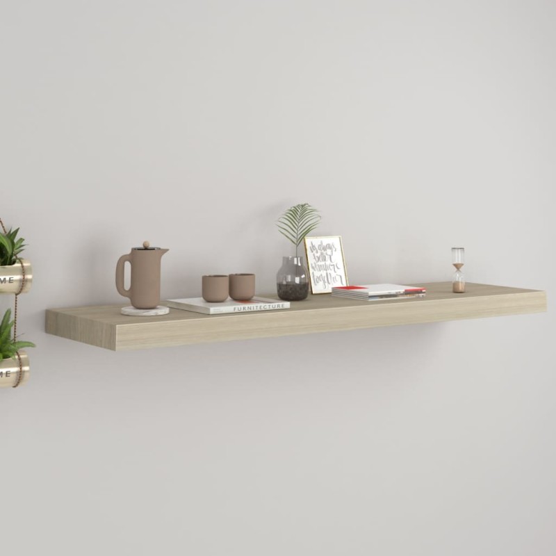 Prateleira de parede suspensa 90x23,5x3,8 cm MDF cor carvalho-Prateleiras-Home Retail