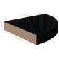 Prateleira de canto suspensa 25x25x3,8 cm MDF preto brilhante