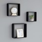 Prateleiras de parede em forma de cubo 3 pcs MDF preto