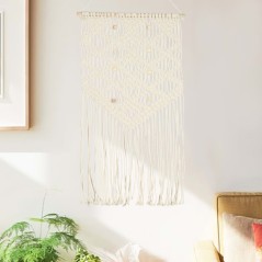 Suporte de parede em macramé 40x80 cm algodão