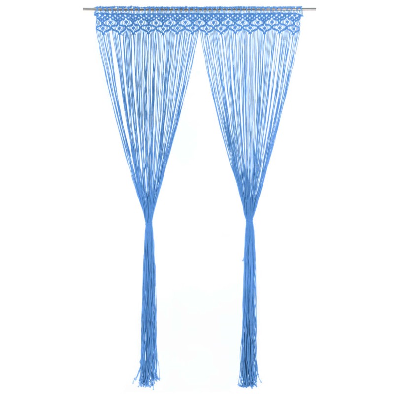 Cortina macramé 140x240 cm algodão azul-Persianas e cortinas-Home Retail